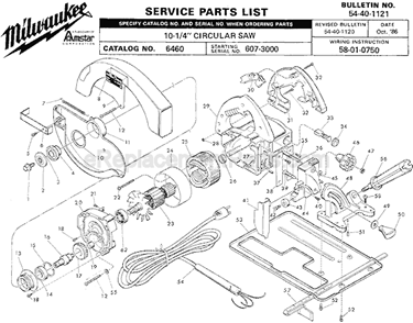 Part Location Diagram of 45-58-0260 Milwaukee Vertical Adj Stud