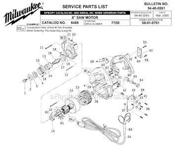 Page A Diagram and Parts List for 6466 SER 772B Milwaukee Circular Saw