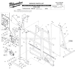 Page A Diagram and Parts List for 6480-20 SER 697B Milwaukee Table Saw
