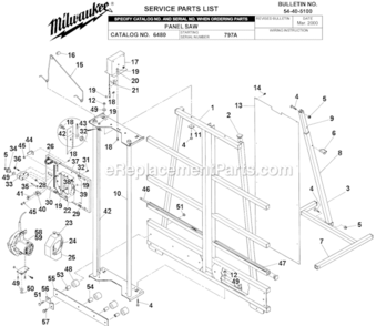 Page A Diagram and Parts List for 6480 SER 797A Milwaukee Table Saw