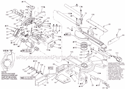Page B Diagram and Parts List for 6497 SER 882B Milwaukee Miter Saw
