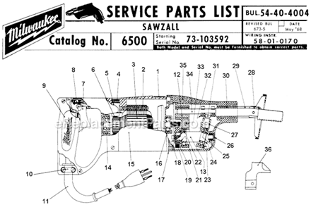 Part Location Diagram of 48-03-2000 Milwaukee Offset Blade Adapter Assembly