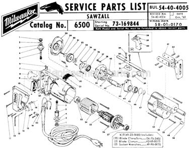 Part Location Diagram of 28-02-0051 Milwaukee Offset Blade Adaptor