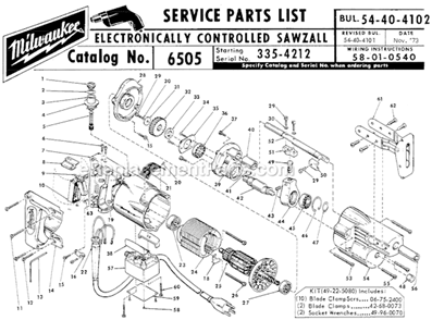 Part Location Diagram of 12-99-1730 Milwaukee Service Nameplate