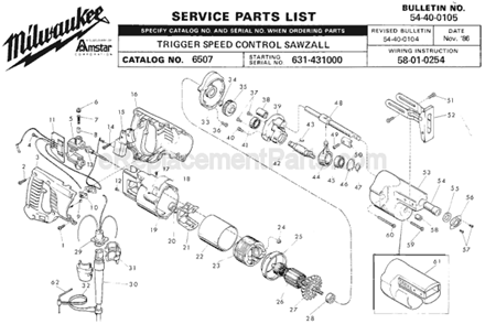 Part Location Diagram of 14-20-0315 Milwaukee Switch Module Serv. Kit