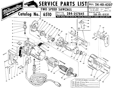 Part Location Diagram of 14-46-0145 Milwaukee Switch Conversion Kit