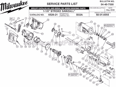 Part Location Diagram of 14-20-3150 Milwaukee Remote Electronic Assembly
