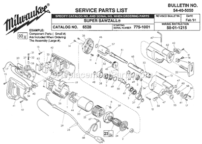 Part Location Diagram of 45-88-8575 Milwaukee Washer