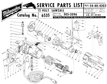 Part Location Diagram of 28-50-4487 Milwaukee Motor Housing