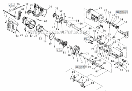 Part Location Diagram of 22-64-1124 Milwaukee Cord Assembly