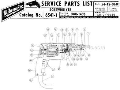 Part Location Diagram of 14-46-0138 Milwaukee Reversing Switch