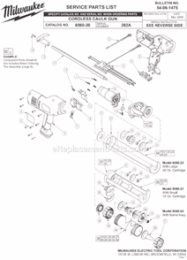 Page A Diagram and Parts List for 6560-23 SER 282A Milwaukee Caulking Gun