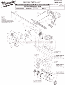 Page A Diagram and Parts List for 6560-24 SER 282A Milwaukee Caulking Gun