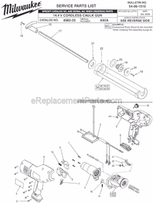 Page A Diagram and Parts List for 6562-23 SER A92A Milwaukee Caulking Gun