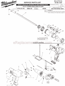 Page A Diagram and Parts List for 6562-24 SER A93A Milwaukee Caulking Gun