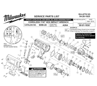 Page A Diagram and Parts List for 9099-23 A26A Milwaukee Wrench