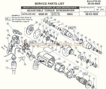 Page A Diagram and Parts List for 6580-50 SER 098A Milwaukee Electric Drill