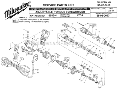Page A Diagram and Parts List for 6583-1 SER 470A Milwaukee Electric Drill