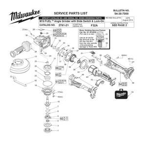 Fig-0 Diagram and Parts List for 2781-21 F32A Milwaukee Angle Grinder