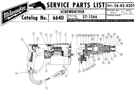 Page A Diagram and Parts List for 6640 SER 27-1266 Milwaukee Electric Drill