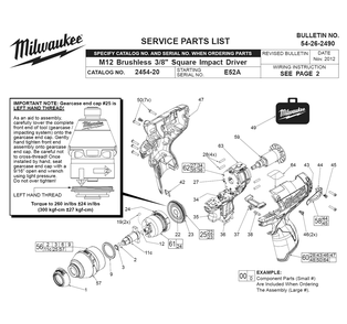 Fig-0 Diagram and Parts List for 2454-22 E52A Milwaukee Impact Driver