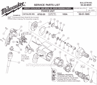 Part Location Diagram of 42-66-0715 Milwaukee Clutch Chuck Assembly
