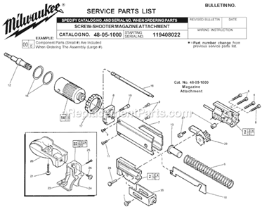 Page B Diagram and Parts List for 6707-20 SER 120B Milwaukee Electric Drill