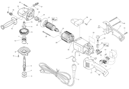 Parts List Diagram and Parts List for 6078 834C Milwaukee Sander Grinder