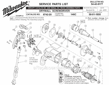 Page A Diagram and Parts List for 6742-20 SER 146C Milwaukee Electric Drill