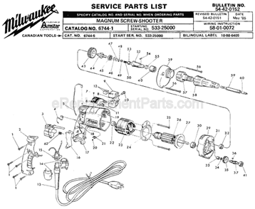 Part Location Diagram of 32-10-4035 Milwaukee Clutch Gear Assembly