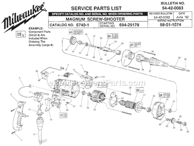 Page A Diagram and Parts List for 6749-1 SER 694-29178 Milwaukee Electric Drill