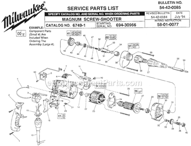 Page A Diagram and Parts List for 6749-1 SER 694-30966 Milwaukee Electric Drill