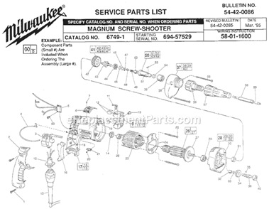Page A Diagram and Parts List for 6749-1 SER 694-57529 Milwaukee Electric Drill