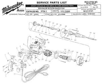 Page A Diagram and Parts List for 6754-1 SER 572-25000 Milwaukee Electric Drill