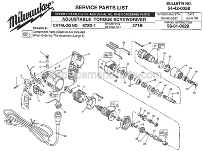 Page A Diagram and Parts List for 6783-1 SER 471B Milwaukee Electric Drill
