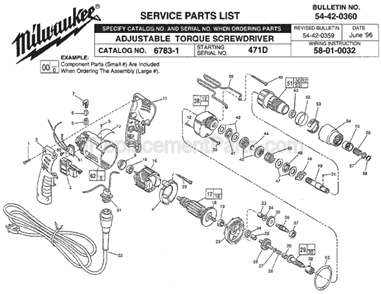 Page A Diagram and Parts List for 6783-1 SER 471D Milwaukee Electric Drill