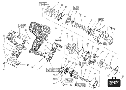 Part Location Diagram of 31-44-0696 Milwaukee Handle Set Assy W/Packaging