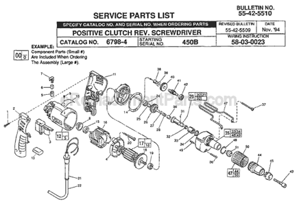 Page A Diagram and Parts List for 6798-4 SER 450B Milwaukee Electric Drill