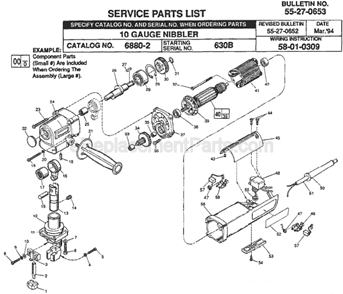 Page A Diagram and Parts List for 6880-2 SER 630B Milwaukee Nibbler & Shears