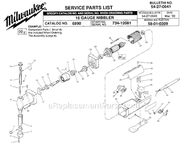 Page A Diagram and Parts List for 6890 SER 734-12081 Milwaukee Nibbler & Shears