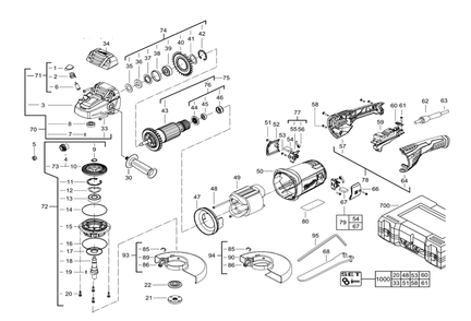 Fig-0 Diagram and Parts List for 6086-30 F074 Milwaukee Angle Grinder