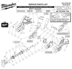 Fig-0 Diagram and Parts List for 2420-21 B56D Milwaukee Saw
