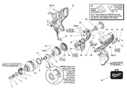 Fig-0 Diagram and Parts List for 2453-20 E51A Milwaukee Impact Driver