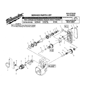 Fig-0 Diagram and Parts List for 1679-1 915A Milwaukee Electric Drill