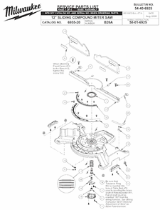 Page A Diagram and Parts List for 6955-20 SER B26A Milwaukee Miter Saw