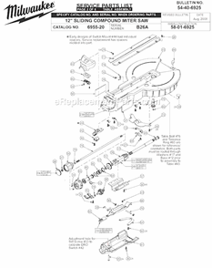 Part Location Diagram of 44-66-0265 Milwaukee Table Lock Bracket