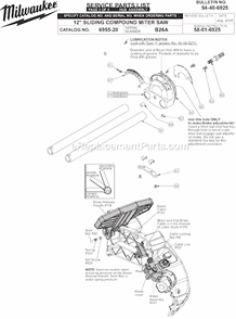 Page C Diagram and Parts List for 6955-20 SER B26A Milwaukee Miter Saw