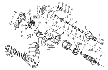 Fig-0 Diagram and Parts List for 6708-51 132A Milwaukee Electric Drill