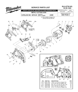 Fig-0 Diagram and Parts List for 6370-20 A35D Milwaukee Saw