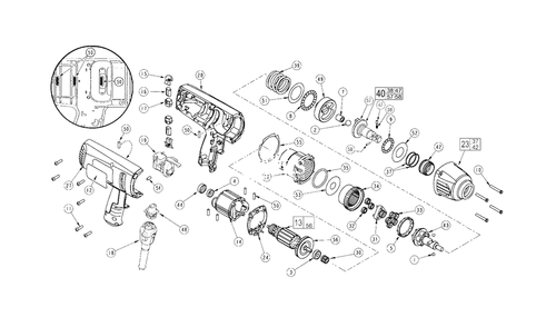 Variable Speed 1/2-Inch D.I. Impact Wrench Diagram and Parts List for 9072-22 238B Milwaukee Wrench